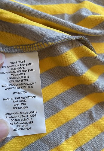Isobella and Chloe Girls Grey & Yellow Striped Dress Asymmetrical Sz 7 New - Picture 9 of 10
