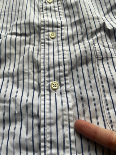 BURBERRY OF LONDON STRIPED DRESS SHIRT USA MADE WHITE MENS 15 - 33 SPOTS READ - Picture 7 of 9