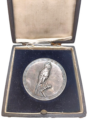SEHR SELTENES ANTIKES BRITISH ROLLER CANARY CLUB SILBERMEDAILLON/MEDAILLE VERPACKT
