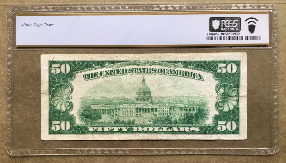 1929 $50 FRBN ~ MINNEAPOLIS ~ FR 1880-I [] PCGS30  Ser# I  00010490 A - Image 2 of 3