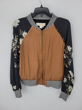 Saltwater Luxe Jacke Womens Small Mixed Print Bomber Zip Up Boho Raglan Sleeve