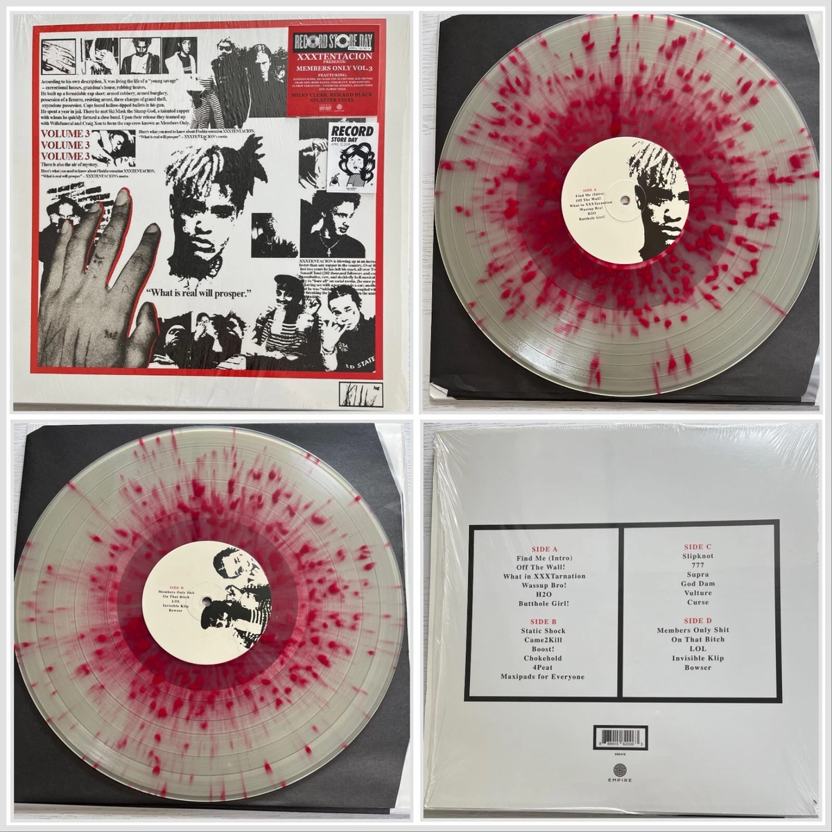 Xxxtentacion / Members Only Vol 3 Milky Clear Red & Black Splatter Vinyl  2LP RSD