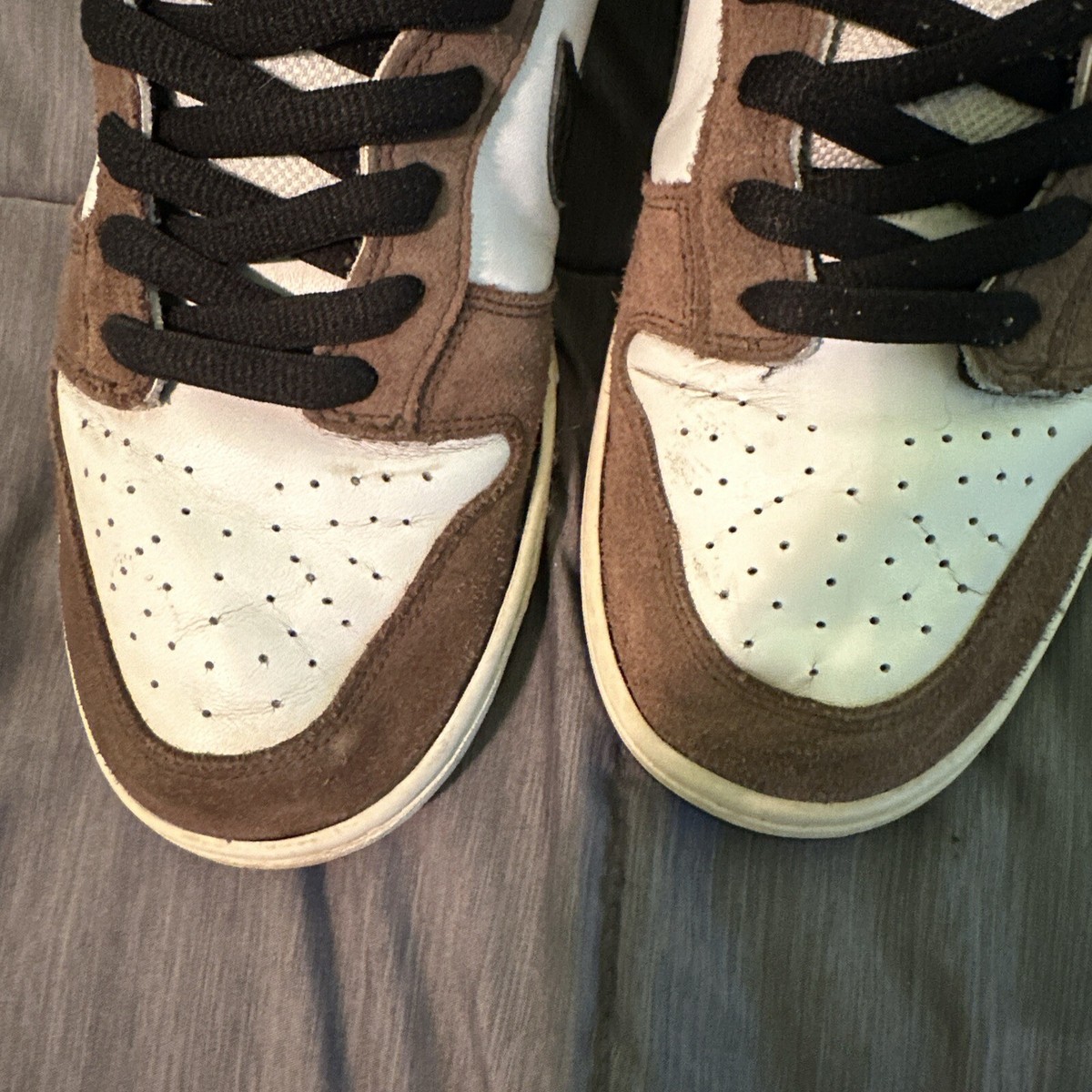 Nike SB Dunk Low White Black Trail End Brown Men Size 9M