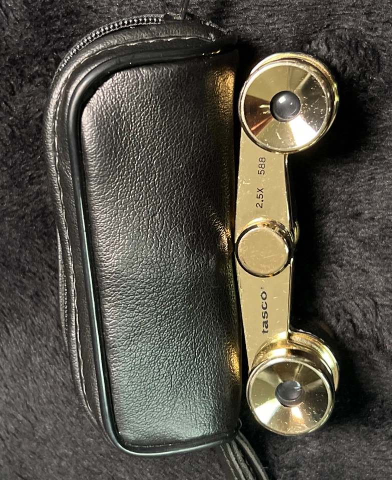 Tasco 588 Binoculars 2.5X Spy Glasses 24k Gold Plated W/ Case - Made In Japan - - Image 2 of 4