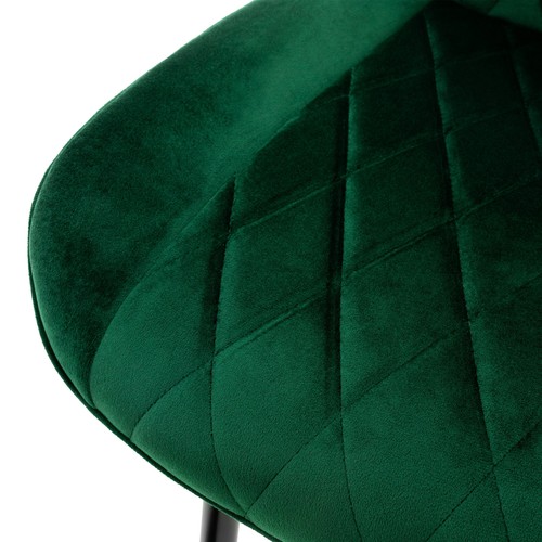 Juego 4 sillas de comedor / salón de terciopelo verde con patas de acero 81 cm - Imagen 5 de 6