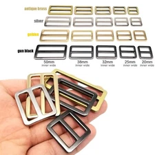 Metal Bag Strap Belt Adjust Tri-glide Pin Roller Buckle Slider Rectangle O Ring