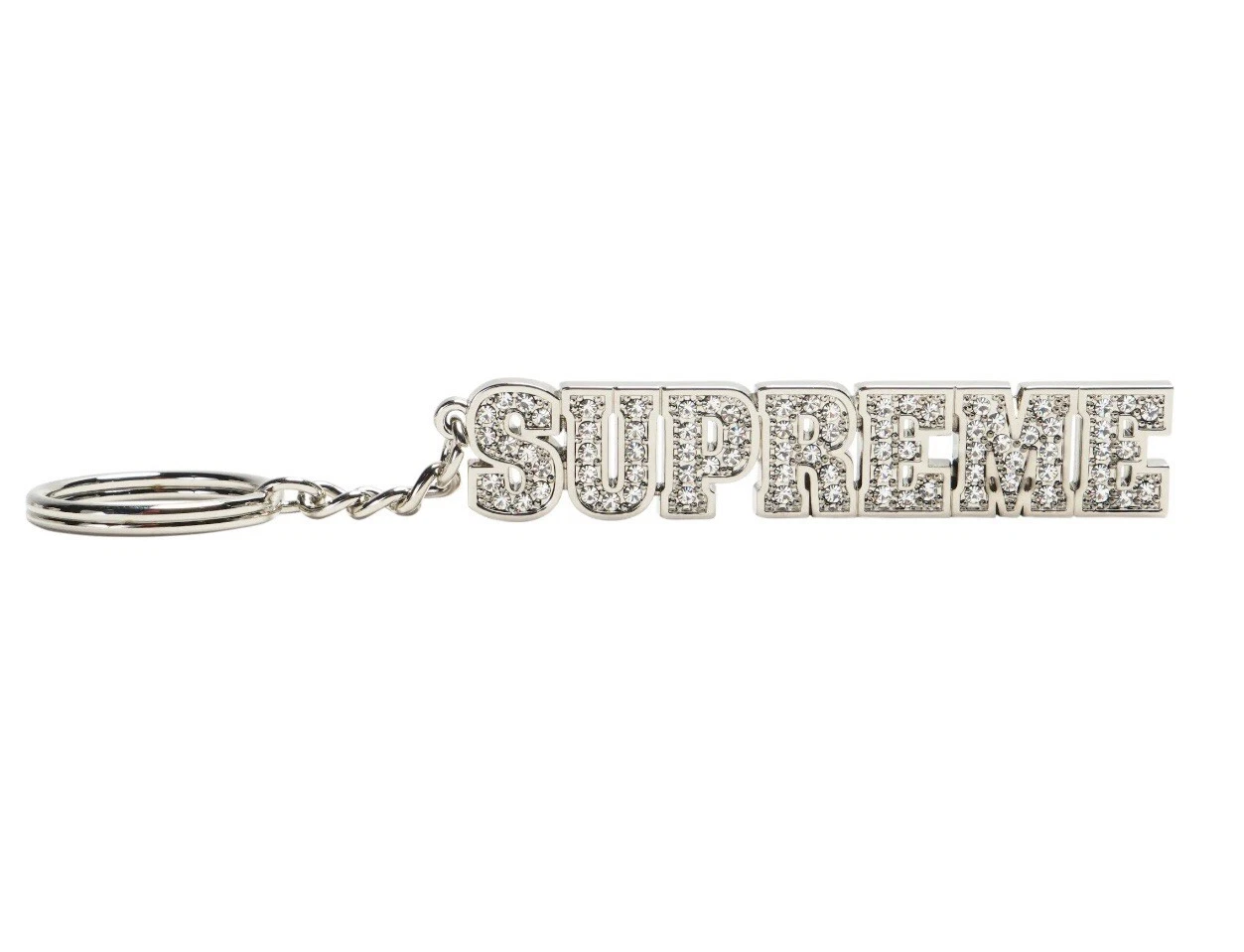 Porte clés Supreme Block Logo Argent NEUF BOITE LOGO