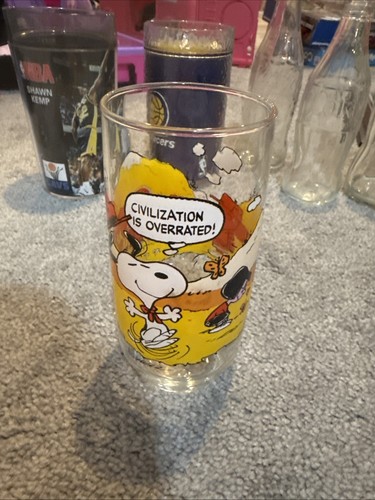 Vintage 1983 McDonald's Camp Snoopy Peanuts Civilization Is Overrated Glass