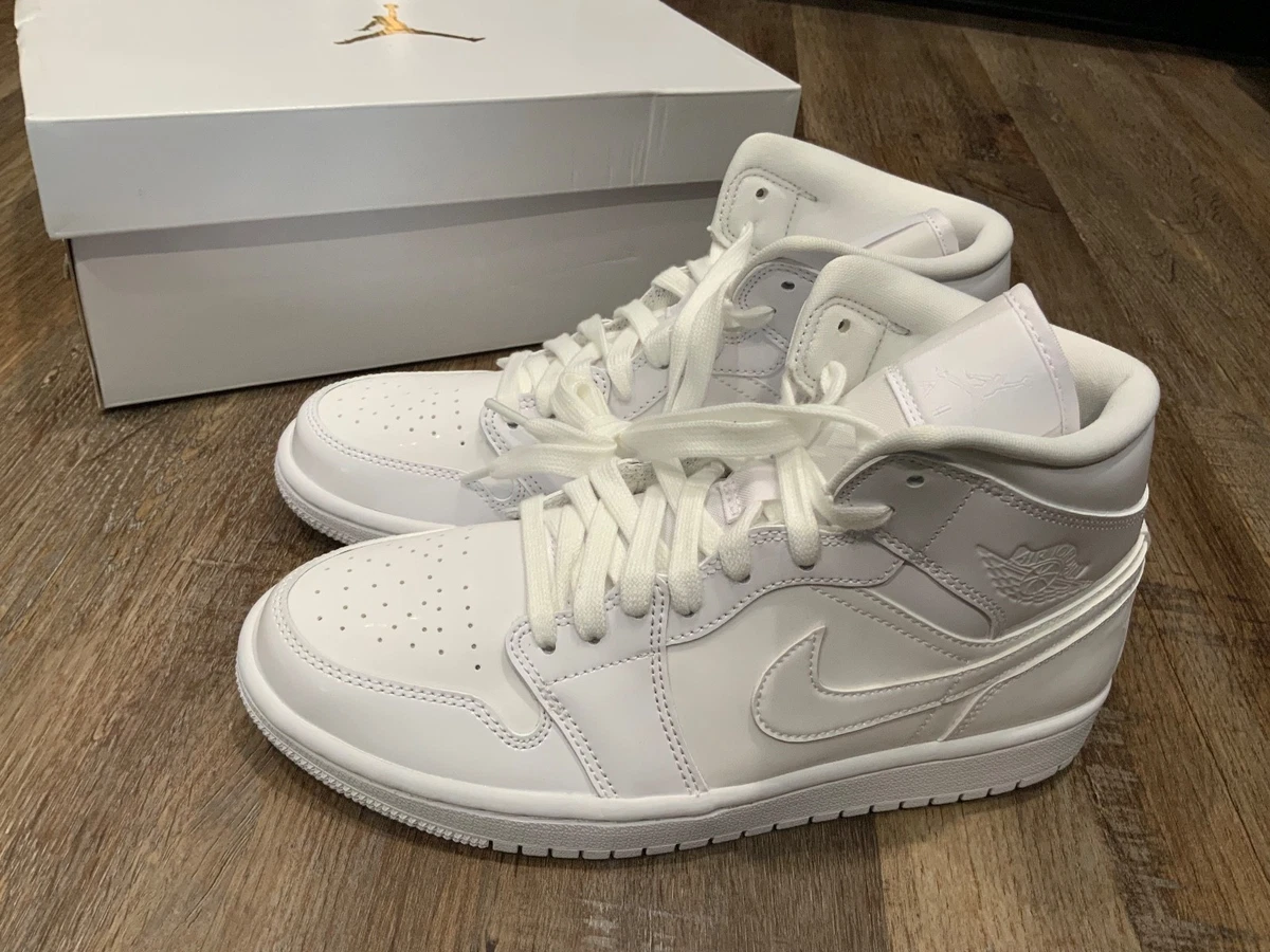 Jordan 1 Mid Triple White Patent W for sale | eBay