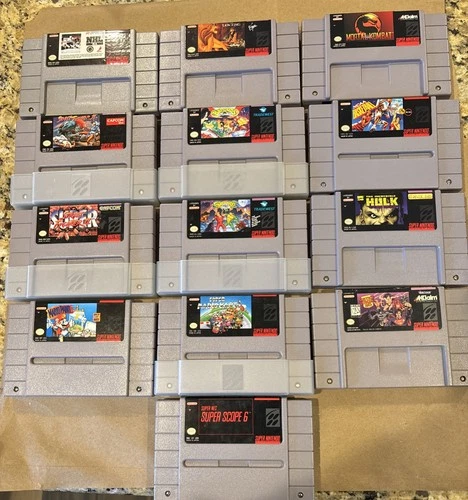 SNES Game Lot 13 Games Untested Super Mario Kart, Battletoads, Street Fighter…