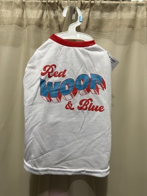 Top Paw Dog Shirt Red, Woof & Blue Small