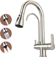 Kitchen Sink Faucet with Pull Down Sprayer 2 Handle 3 in 1