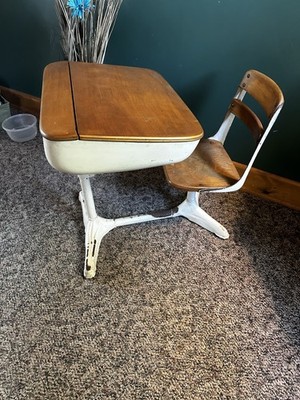 USA school desk アメリカン家具 American Seating Company 1940's Swivel Seat School Desk | eBay