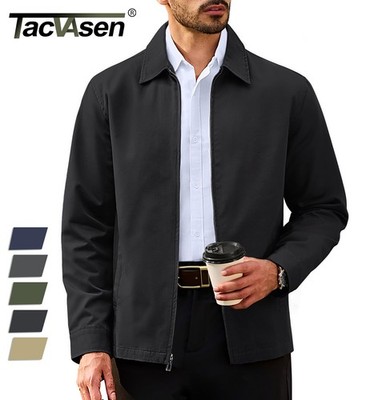 Mens Lightweight Jackets Cotton Windbreaker Turndown Collar Business Casual Work