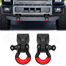 Vijay For 2009-2023 F150 Black Steel Front Tow Hook Shackle Mountd-rings
