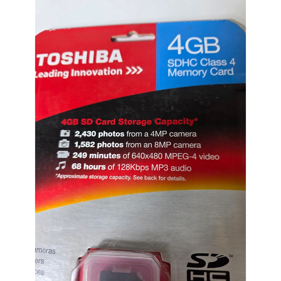 TOSHIBA 4GB SDHC Class 4 Memory Card NEW - Image 3 of 4