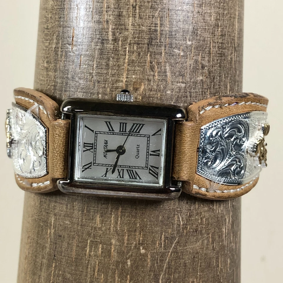 Reloj Montana Silversmiths Mujer Vestido Tanque Cuero Marrón Cuarzo Analógico 21mm 7" Foto 2 de 4