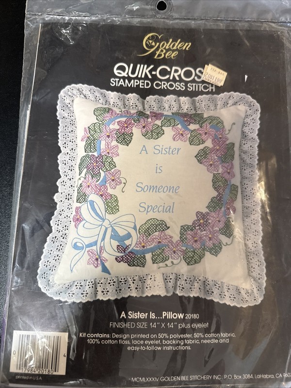 New Gooden Bee Quick-Cross Stamped Pillow - A Sister Is Someone Special #20180