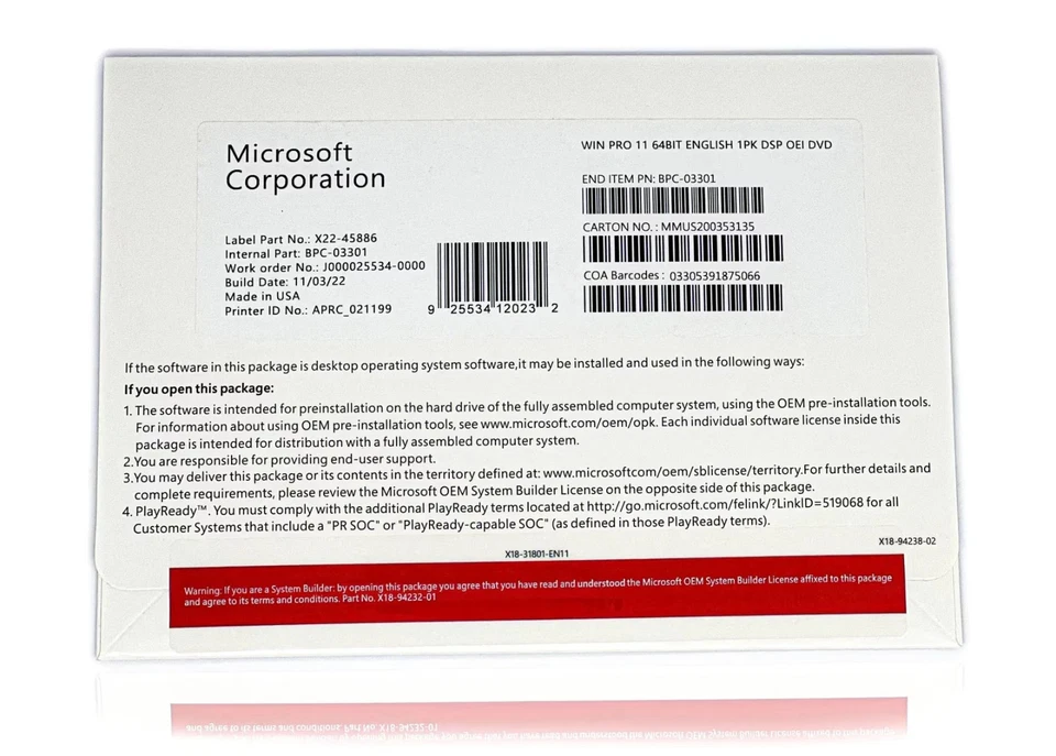 Windows 11 Pro 64 bits DVD Microsoft auténtica clave de licencia nueva y sellada Foto 3 de 3