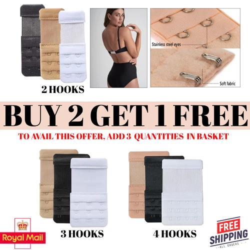 3ROW 2,3,4 Hook Bra Extender Extension Bra Strap Strapless Underwear Maternity