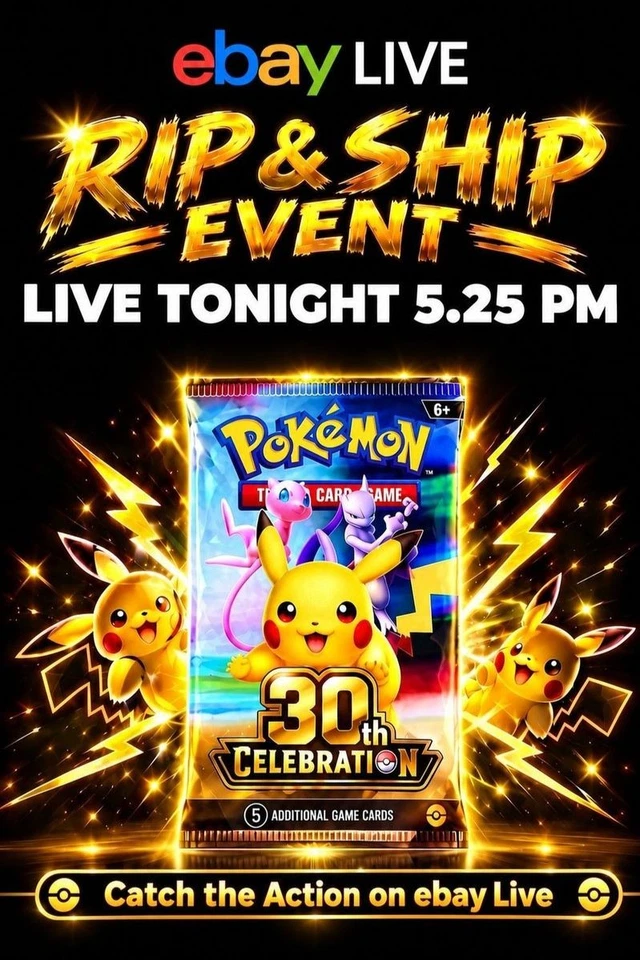 🔥 Pokémon Rip & Ship - 30th Celebration £1 Starts - Live Auction #17