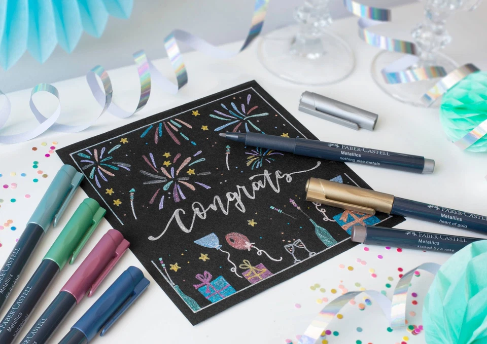 Faber-Castell Metallic Multi-Surface Creative Markers, Set of 12 - Image 4 of 4