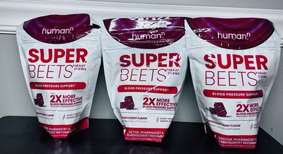 #ad LOT 3 HUMANN HUMAN N 2X SUPER BEETS BLOOD PRESSURE SUPPORT 60 X3 180 HEART CHEWS $52.49
