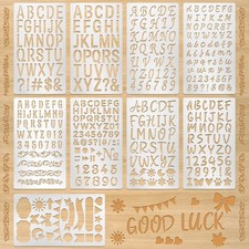 9Pcs Metal Letter Number Stencils,7 4 Inch Reusable Alphabet Symbol Stencil,S...