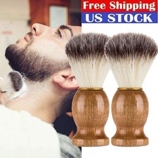 2Pc Men Shaving Brush Badger Hair Soft Feel Shave Barber Beard Cleaning Tool NEW