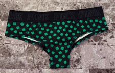 NWT VICTORIA'S SECRET PINK S ST. PATRICK'S DAY SHAMROCK RARE CHEEKSTER PANTIES