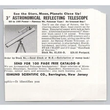 Astronomical Telescope Edmund Scientific Co 1959 Vintage Print Ad Barrington NJ