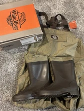 White River Fly Shop Chest Waders Size W9/M7 Three Forks Lug Sole Boots Fishing