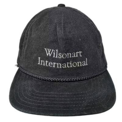 Wilsonart International 5 Panel Cap Black Gray Slideback Hat OS Corduroy Rope
