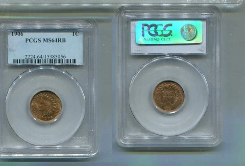 1906 INDIAN HEAD PENNY TYPE COINPCGS MS64 RB 6978T