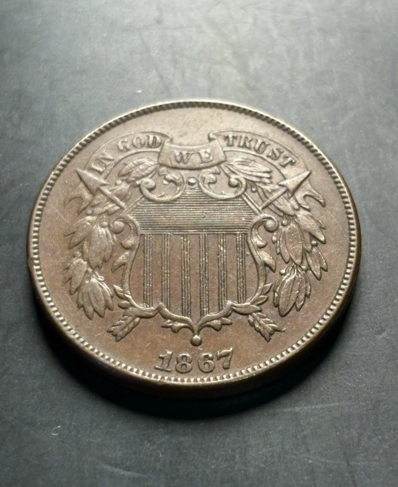 1867 Two Cent Piece 2C Ungraded Nice Details - FREE SHIPPING - Image 3 of 4