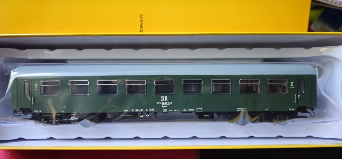 BRAWA 51323 H0 Reko Personenwagen Bghwe Grün Graues Dach DR Ep.IV Neuware