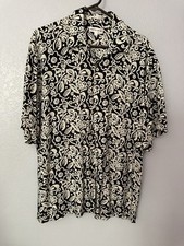 PIERRE CARDIN Men's Short Sleeve Button Down Rayon Shirt Large