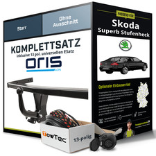 Für SKODA Superb Stufenheck I 3U4 Anhängerkupplung starr +eSatz 13pol uni. 02-