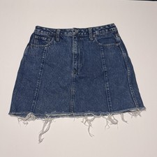 Abercrombie Fitch Vintage A Line Dark Wash Distressed Denim Skirt Y2K