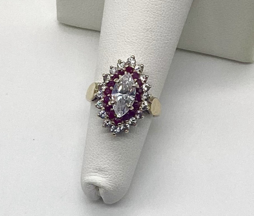 Bague En Argent 925 Plaqué Or - Design En X Avec Strass CZ - Neuf Avec étiquettes - Couleur Or