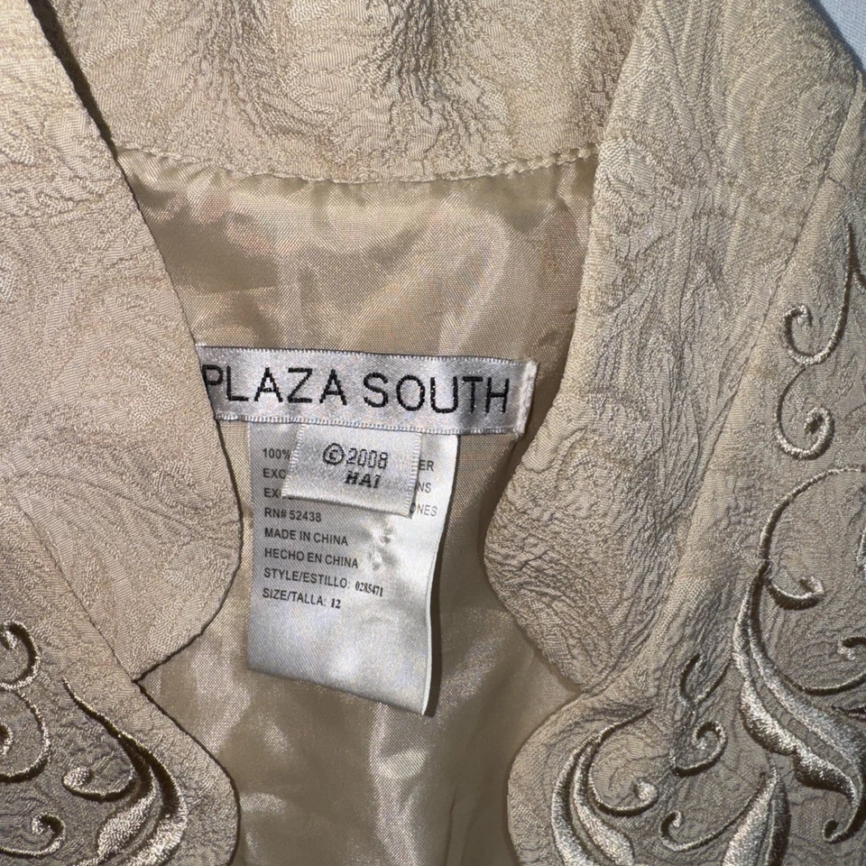 Plaza South Chaqueta Falda Traje Conjunto Mujer 12 Midi Elegante Beige Iglesia Formal Foto 3 de 4