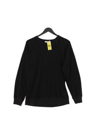 Halston Damen Bluse S schwarz Nylon mit Elasthan Langarm Rundhals Basic
