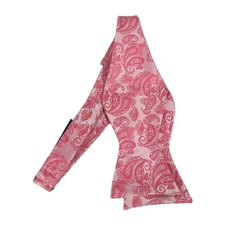 Barry.Wang Mens Bow Tie Paisley Pink Adjustable Hand Tailored Dressy Formalwear