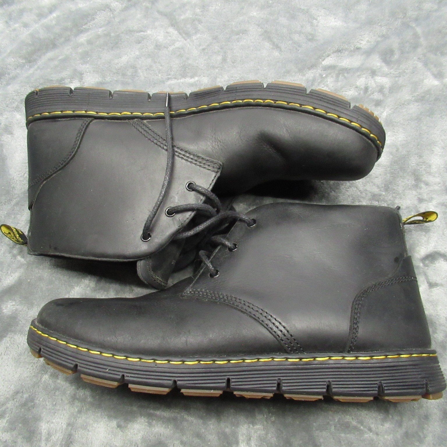 Dr Martens Rhodes Chukka Boots Mens 12 Black Leather Lace Up Chunky Casual