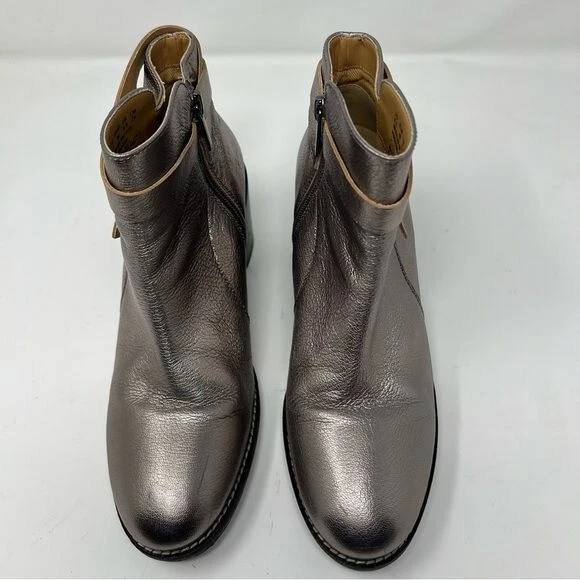 Botín Hush Puppies Talla 8.5 Hannah Correa Plateado Gunmetal Cuero Metálico Foto 2 de 4