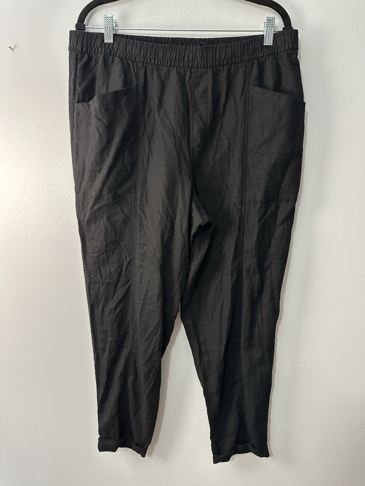 Old Navy Pants Womens Large Black High Waisted Cropped Linen Blend Tapered