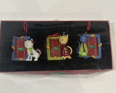 Cat Pet Photo Frame w/Fish Ornaments by Kohl's Set of 3 NEW