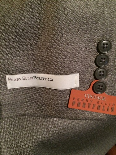 Perry Ellis Portfolio Mens Gray Color 3 Button Sport Coat/Blazer Silk/Wool 42L - Picture 5 of 6