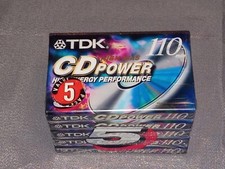 TDK CD Power 110 Minutes - 5 Pack - Audio Cassettes, High Bias, Sealed