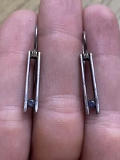 Boma 925 Sterling Silver Designer Signed Blue Stone Hook Dangle Earrings